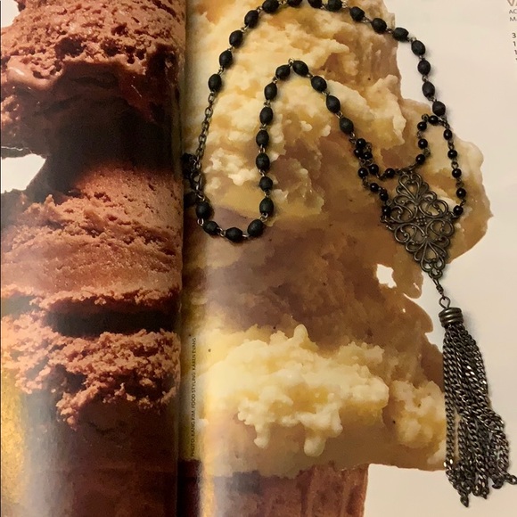 Vintage Style Black Bead & Tassel Tiered Necklace - Picture 2 of 5